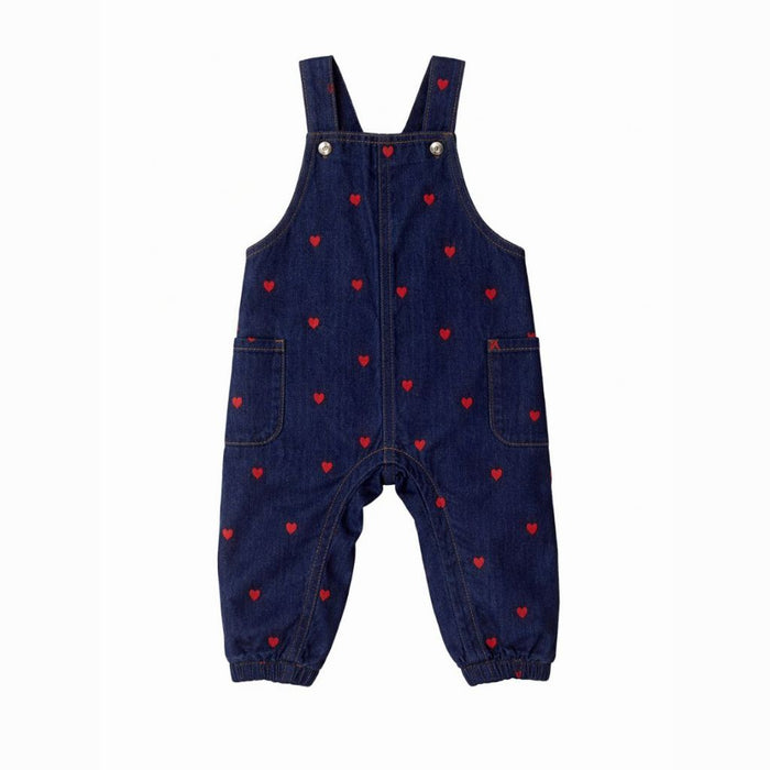 Printed Heart Denim Overalls
