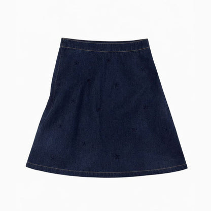 Printed Heart Denim Skirt