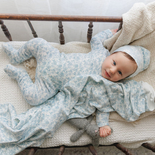 Printed Velour Floral Footie Set