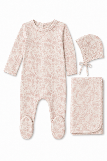 Printed Velour Floral Layette Set