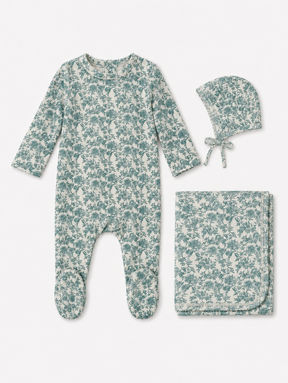 Printed Velour Floral Layette Set