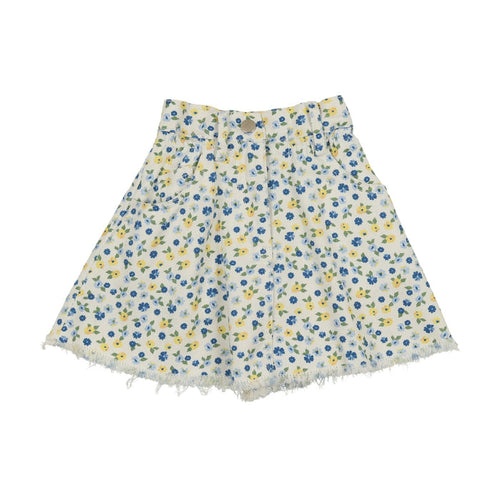 Printed White Denim Floral Flare Skirt *see note