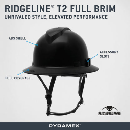 Pyramex Ridgeline BlackT2 Full Brim HPT256111