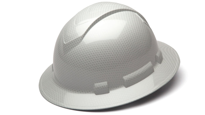 Pyramex Shiny White Ridgeline Full Brim Hard Hat HP54116S