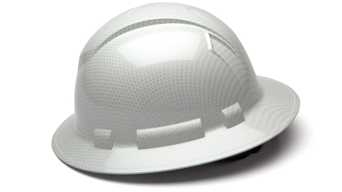 Pyramex Shiny White Ridgeline Full Brim Hard Hat HP54116S