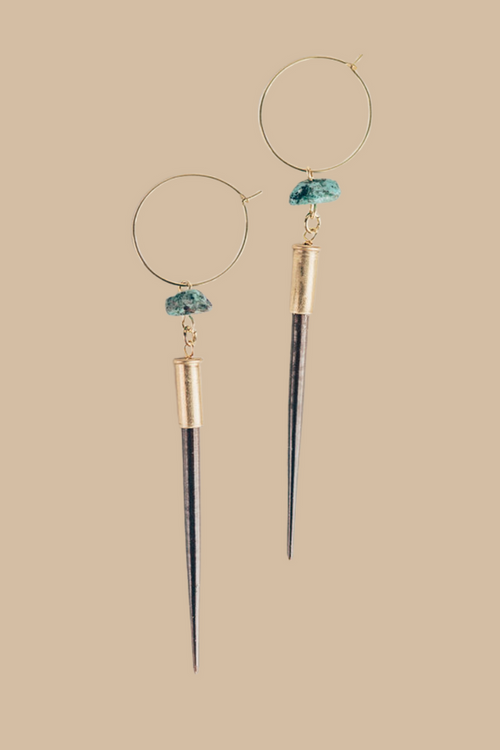 Quill and Turquoise Hoops