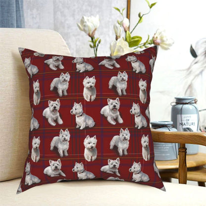 Red Tartan Westie Cushion cover