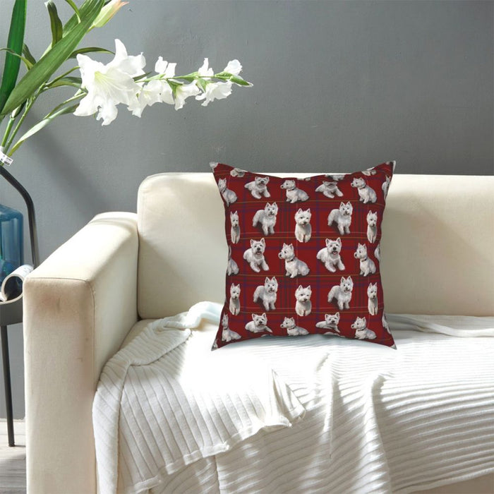 Red Tartan Westie Cushion cover