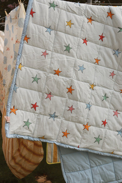 Retro Star Reversible Rainbow Quilt
