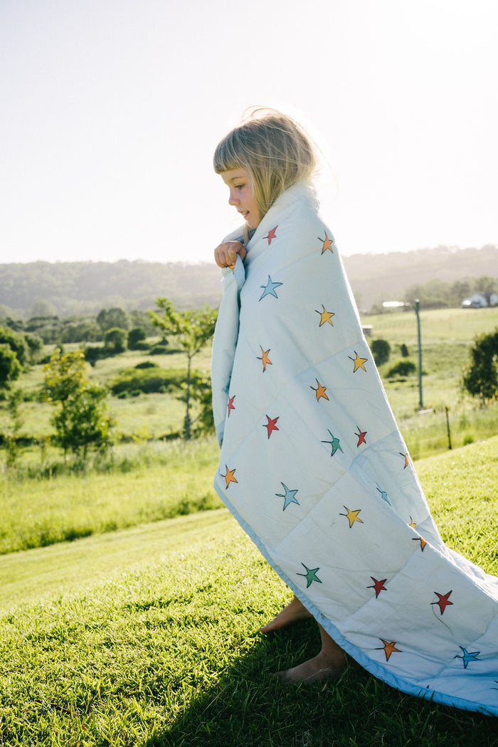 Retro Star Reversible Rainbow Quilt