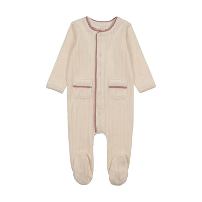Ribbed Velour Piping Footie