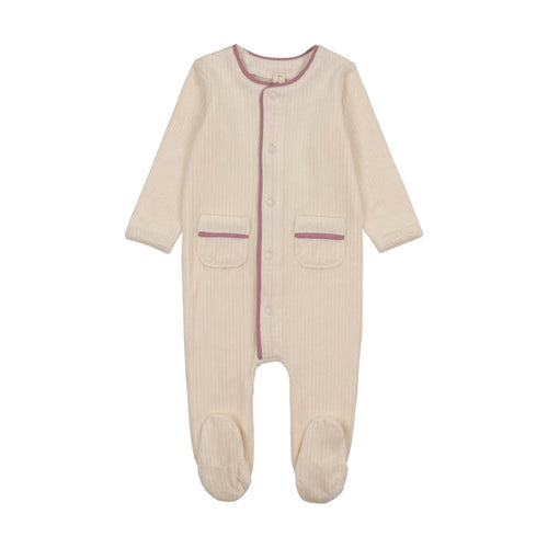 Ribbed Velour Piping Footie