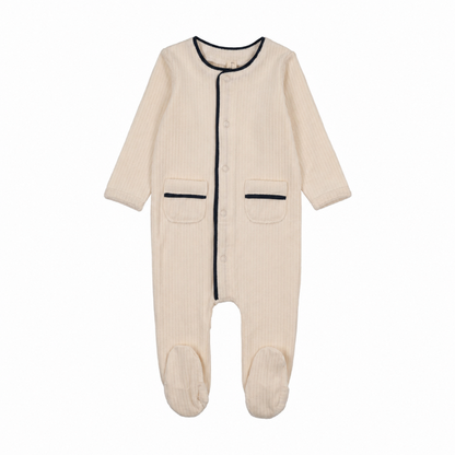 Ribbed Velour Piping Footie