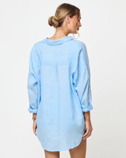 LSPACE Rio tunic and short in Sky Blue, back view on model.