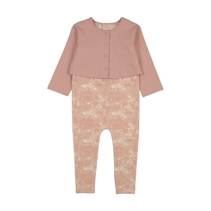 Rose Floral Footie W/ Cardigan