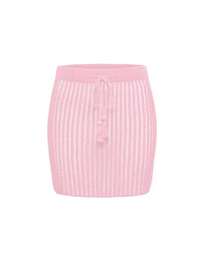 LSPACE Sander Skirt in Rosewater, off-model flat lay.