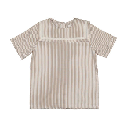 Shabbos Sailor Stripe Peter Pan Shabbos Shirt - Girl