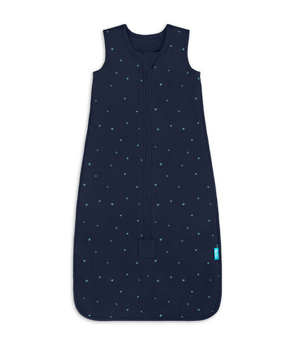 Sleep Bag Sleeveless 1.5 TOG Cotton Fleece Navy Twinkle Embroidery