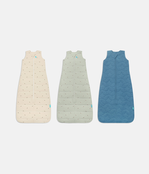 Sleep Bag Bundle | 2.5 TOG | Oatmeal Bees | Olive Bees | Storm Blue