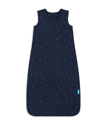 Sleep Bag Sleeveless 1.5 TOG Cotton Fleece Navy Twinkle Embroidery