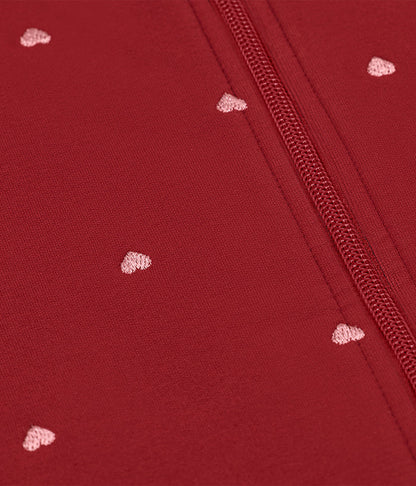 Sleep Bag Sleeveless 1.5 TOG Cotton Maroon Hearts Embroidery