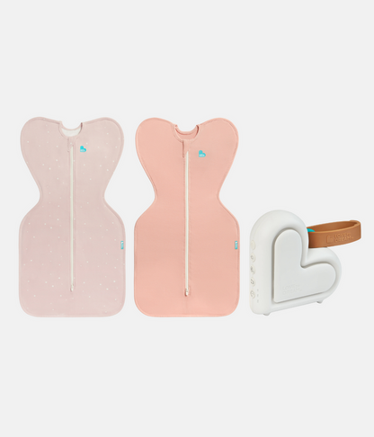 Sleep Machine Swaddle Up Starter Bundle | 1.0 TOG | Powder Pink Twinkle | Light Rose
