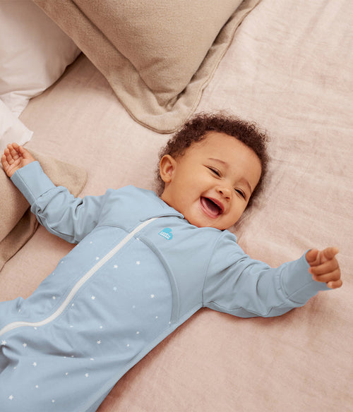 Sleep Suit Long Sleeve 1.0 TOG Cotton Powder Blue Twinkle