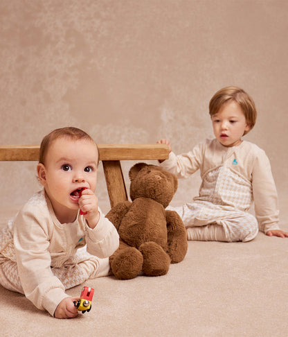 Sleep Suit Long Sleeve 1.0 TOG Cotton Tan Houndstooth
