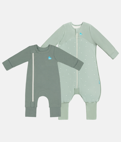 Sleep Suit & Romper Bundle | 1.5 TOG | Olive Twigs | Deep Olive