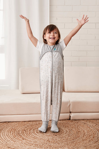Sleep Suit Sleeveless 0.2 TOG Organic Cotton Grey Seagulls