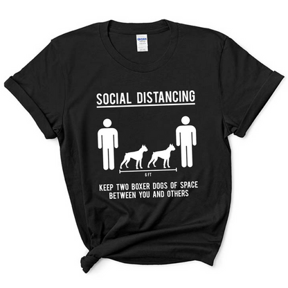 Social Distancing. Keep 2 Boxer Dogs Of Space Between You And Others
