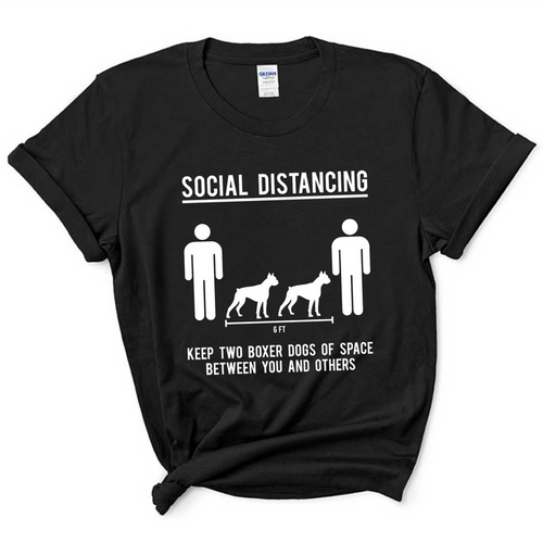 Social Distancing. Keep 2 Boxer Dogs Of Space Between You And Others