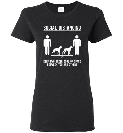 Social Distancing. Keep 2 Boxer Dogs Of Space Between You And Others