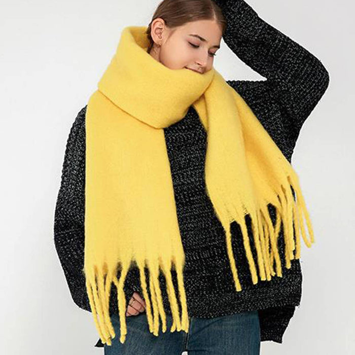 Soft Mohair Feel Scarf - Cozy Winter Wrap_CWASC0323: Yellow / (OS) 1