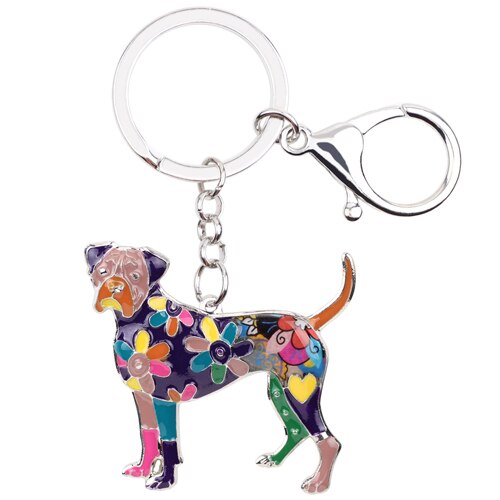 Spring Bloom Boxer Dog Keychain