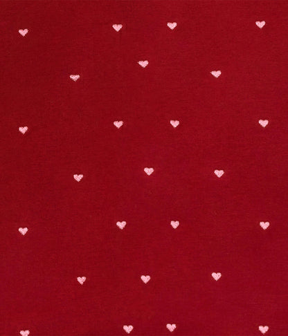 Swaddle Up™ 1.5 TOG Cotton Fleece Maroon Hearts Embroidery