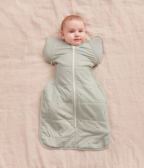 Swaddle Up™ 2-in-1 Early Roller Transition Bag 2.5 TOG Cotton Olive Bees