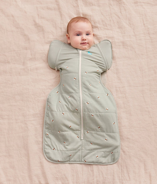 Swaddle Up™ 2-in-1 Early Roller Transition Bag 2.5 TOG Cotton Olive Bees