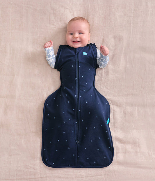 Swaddle Up™ 2-in-1 Transition Bag 1.5 TOG Cotton Fleece Navy Twinkle Embroidery