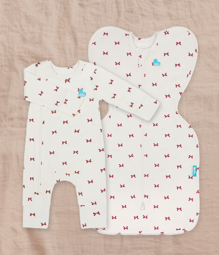 Swaddle Up & Romper Bundle | 1.0 TOG | Bamboo | Cream Bows