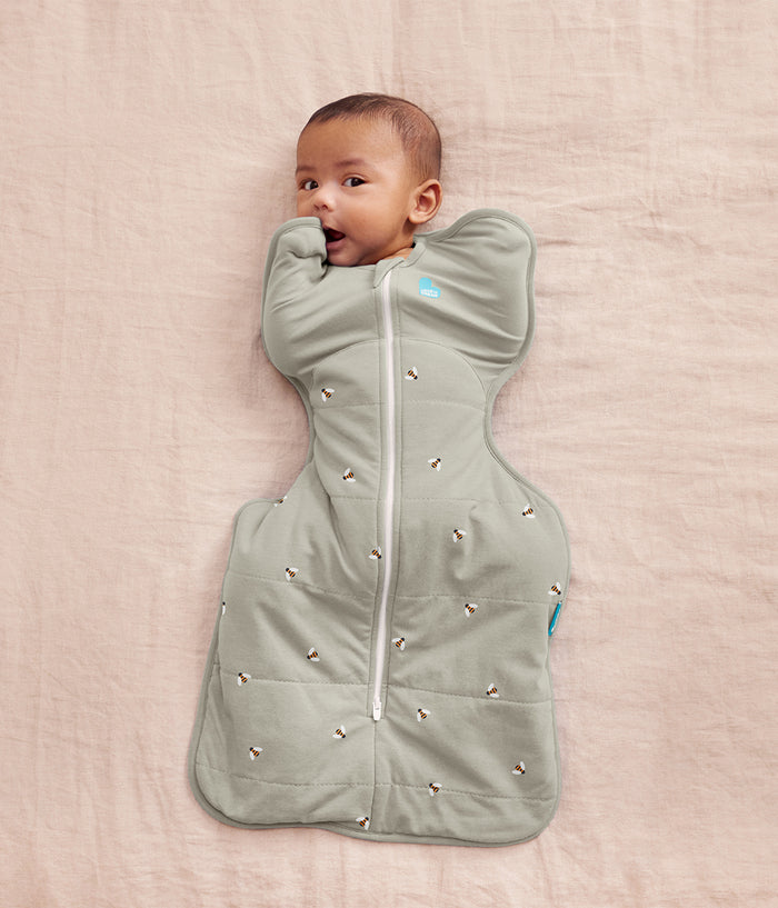 Swaddle Up & Romper Bundle | 2.5 TOG | Bamboo | Olive Bees | Deep Olive