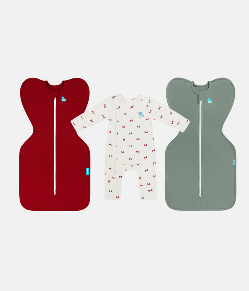 Swaddle Up Romper Starter Bundle | 1.0 TOG | Maroon | Deep Olive | Cream Bows