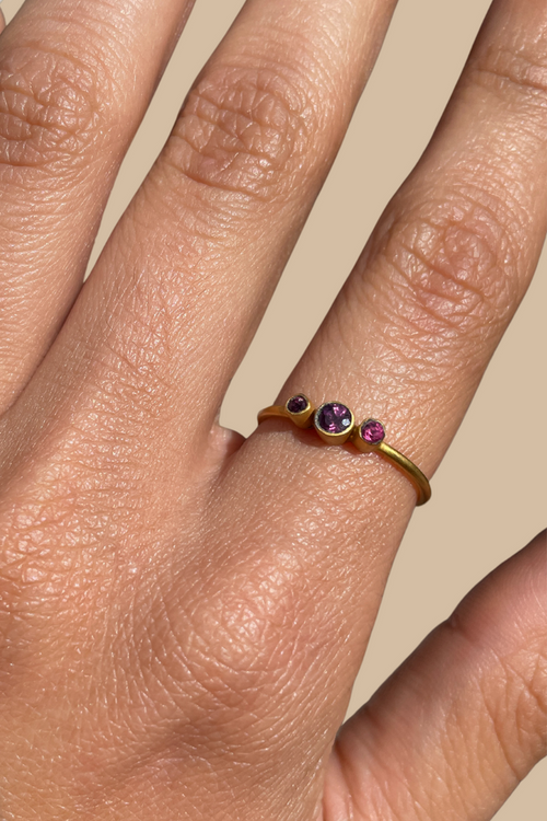 Three Stone Ring Garnet
