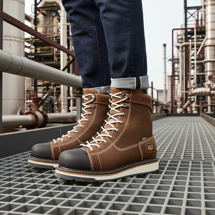 Timberland Pro Gridworks 8" Alloy Safety Toe Brown Full-Grain Leather TB1A12EZ