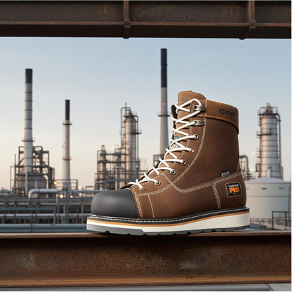 Timberland Pro Gridworks 8" Alloy Safety Toe Brown Full-Grain Leather TB1A12EZ