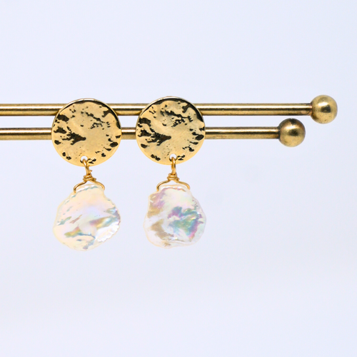 Two Tiered Gold and Pearl Earrings