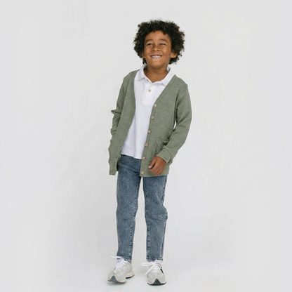 Varsity Polo - 100% GOTS Certified Organic Cotton Piqué - White - Kids - Made in Canada - mini mioche