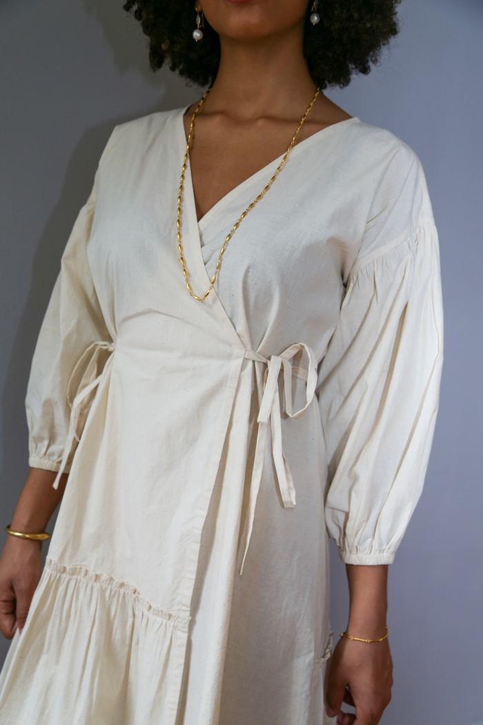 Veena Wrap Dress in Raw