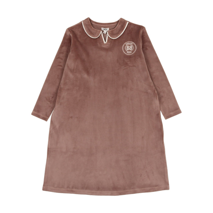 Velour Collar Emblem Nightgown - Long