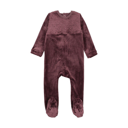 Velour Smocked Footie
